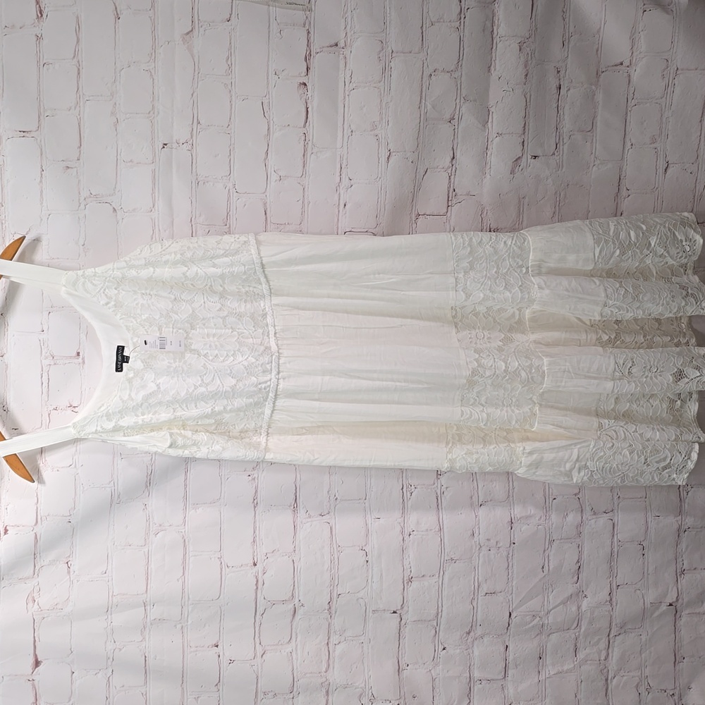 Lane Bryant White Lace Midi Dress